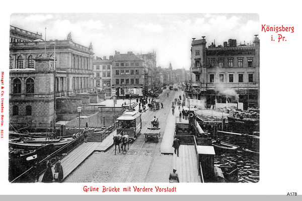 Königsberg, Grüne Brücke mit Blick in die Vordere Vorstadt