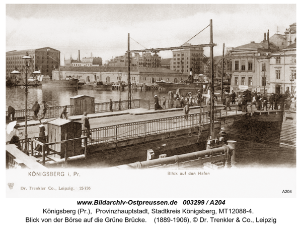 Königsberg (Pr.), Blick von der Börse auf die Grüne Brücke