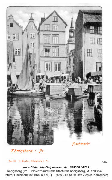 Königsberg (Pr.), Unterer Fischmarkt mit Blick auf das Altstädtische Rathaus