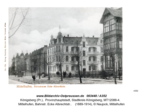 Königsberg, Mittelhufen, Bahnstr. Ecke Albrechtstr.