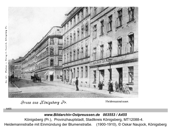 Königsberg (Pr.), Heidemannstraße mit Einmündung der Blumenstraße