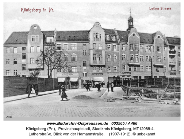 Königsberg (Pr.), Lutherstraße, Blick von der Hamannstraße