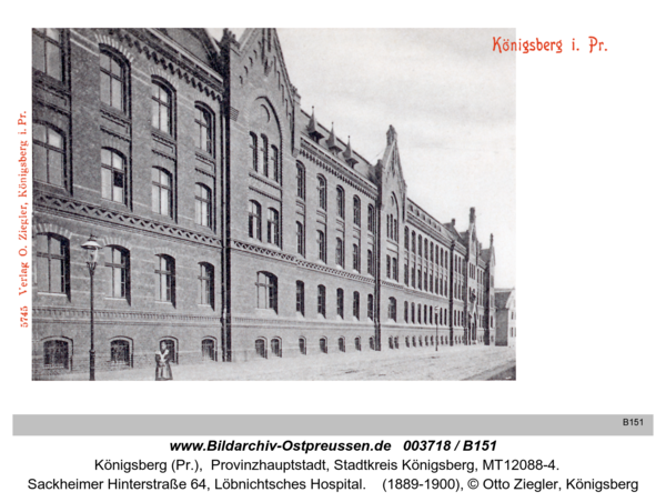 Königsberg (Pr.), Sackheimer Hinterstraße 64, Löbnichtsches Hospital