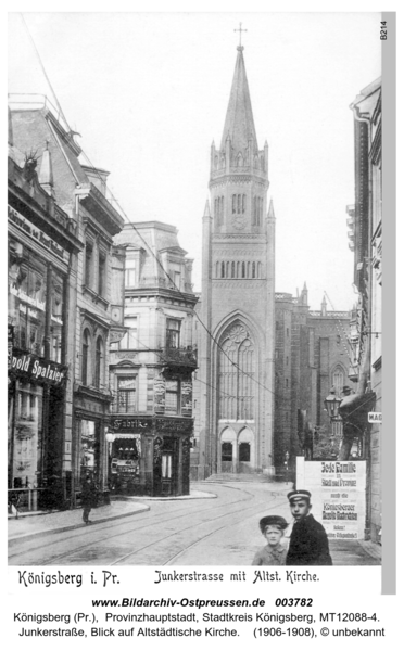 Königsberg (Pr.), Junkerstraße, Blick auf Altstädtische Kirche