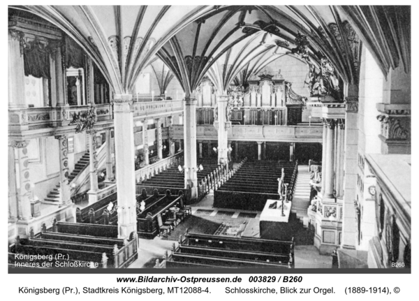 Königsberg, Schlosskirche, Blick zur Orgel