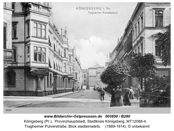 Königsberg (Pr.), Tragheimer Pulverstraße, Blick stadteinwärts