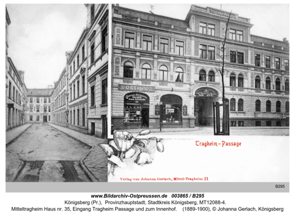 Königsberg (Pr.), Mitteltragheim Haus nr. 35, Eingang Tragheim Passage und zum Innenhof