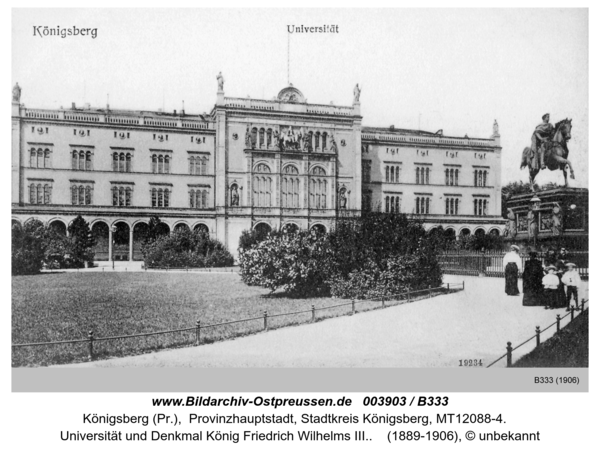 Königsberg, Universität und Denkmal König Friedrich Wilhelms III.