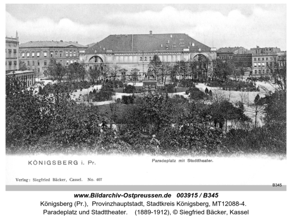 Königsberg (Pr.), Paradeplatz und Stadttheater