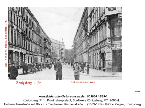 Königsberg (Pr.), Hohenzollernstraße mit Blick zur Tragheimer Kirchenstraße