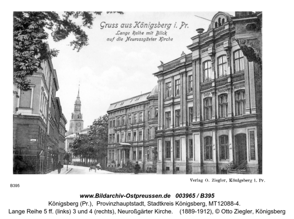 Königsberg (Pr.), Lange Reihe 5 ff. (links) 3 und 4 (rechts), Neuroßgärter Kirche
