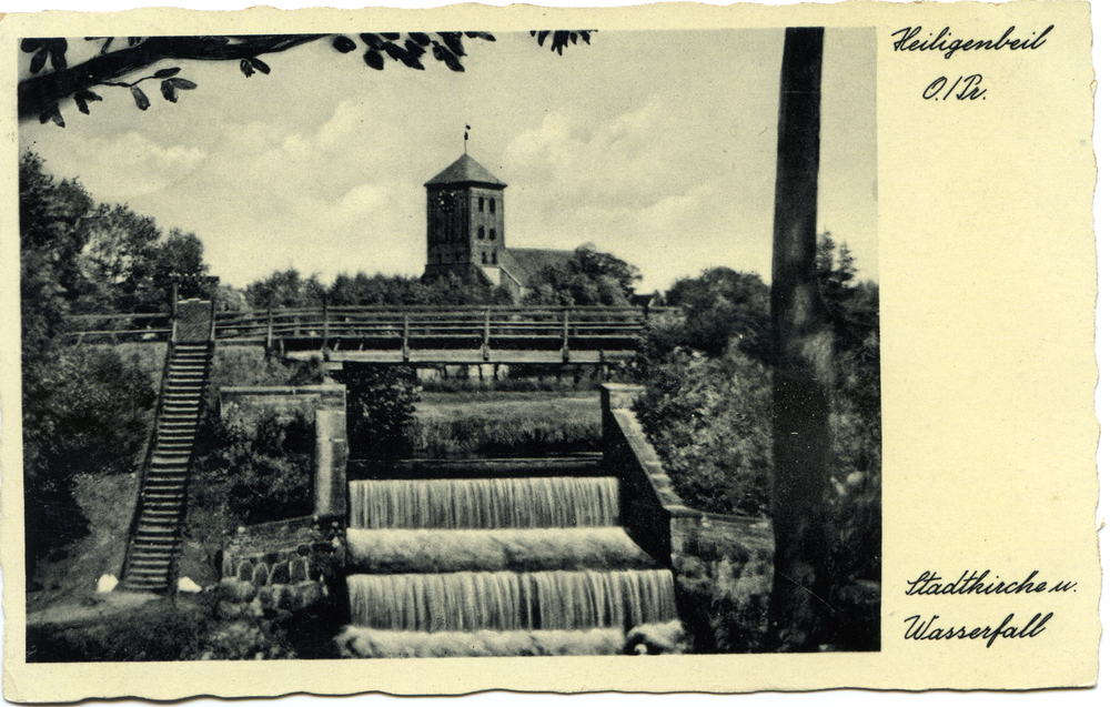 Heiligenbeil, Stadtkirche und Wasserfall