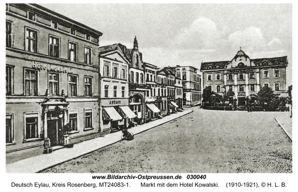 Deutsch Eylau, Markt mit dem Hotel Kowalski