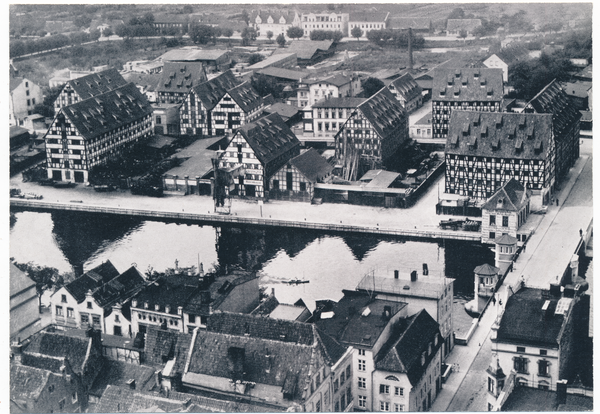 Elbing, Blick vom Turm der Nicolaikirche auf die Speicherinsel