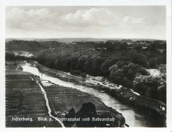 Insterburg, Blick auf das Angerapptal und die Badeanstalt