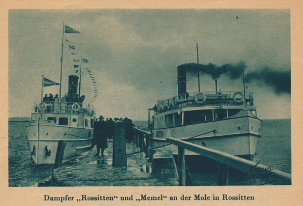 Rossitten Kr. Samland, Dampfer "Rossitten" und "Memel" an der Mole