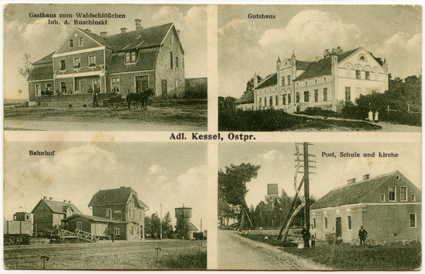 Adlig Kessel, Gasthaus, Gutshaus, Bahnof, Post