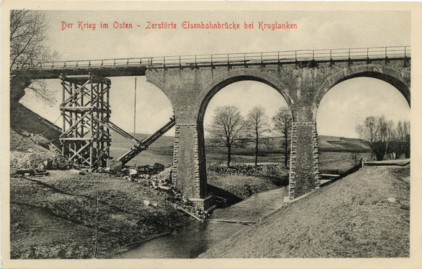 Kruglanken, Wiederaufbau der zerstörten Eisenbahnbrücke bei Kruglanken