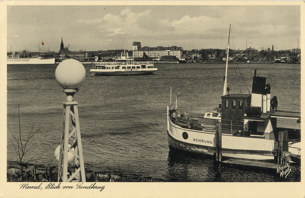 Sandkrug Stadtkr. Memel, Blick vom Fähranleger auf die Stadt