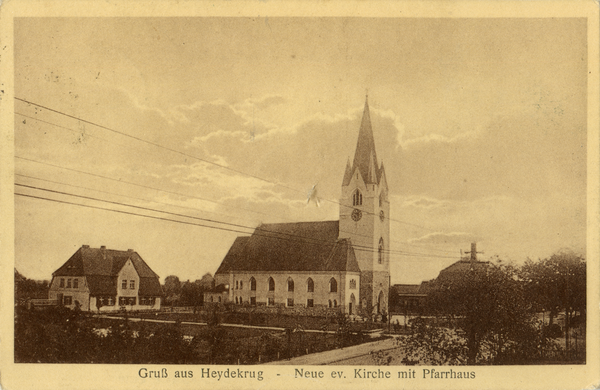 Heydekrug Kr. Heydekrug, Evang. Kirche mit Pfarrhaus