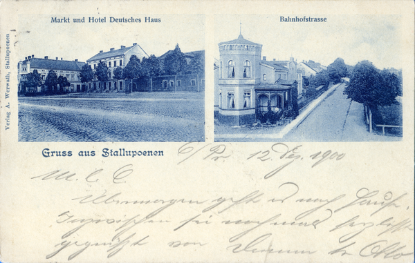 Stallupönen, Altstädtischer Markt und Hotel Deutsches Haus, Bahnhofstraße