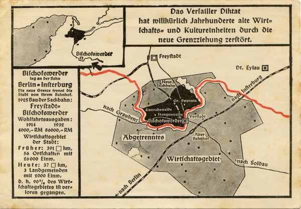 Ostpreußen, Neue Grenzziehung nach Versailler Vertrag, Karte