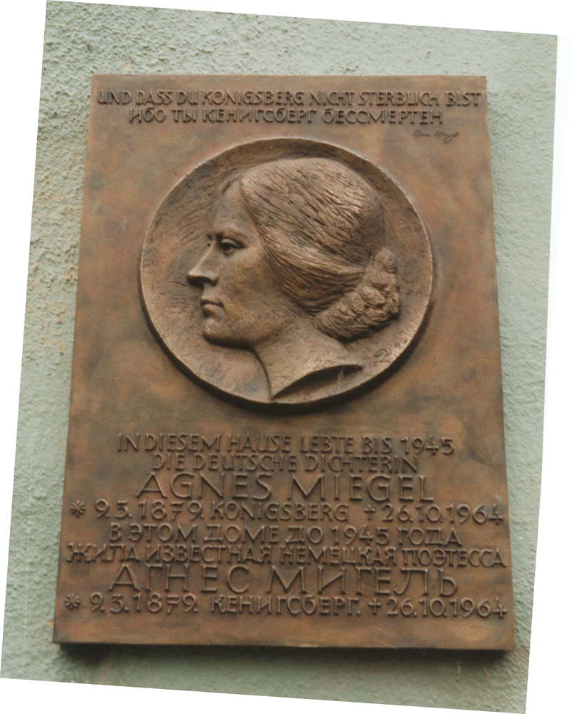 Königsberg, Hornstraße, Agnes Miegel Gedenktafel