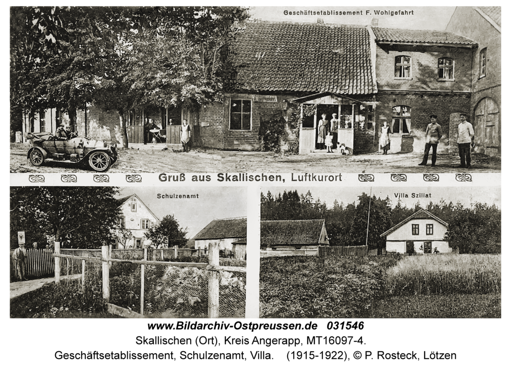 Skallischen Kr. Angerapp (Ort), Geschäftsetablissement, Schulzenamt, Villa