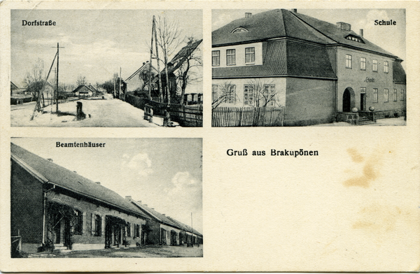 Brakupönen, Dorfstraße, Schule, Beamtenhäuser