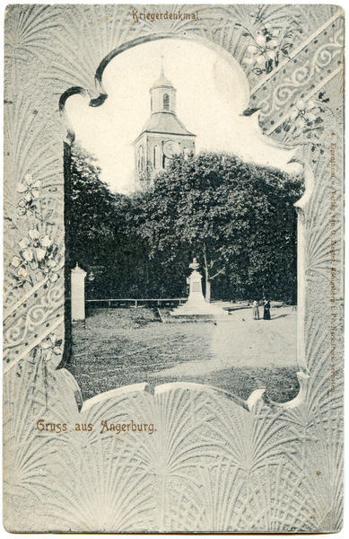 Angerburg, Ev. Kirche und Kaiser-Wilhelm-Denkmal