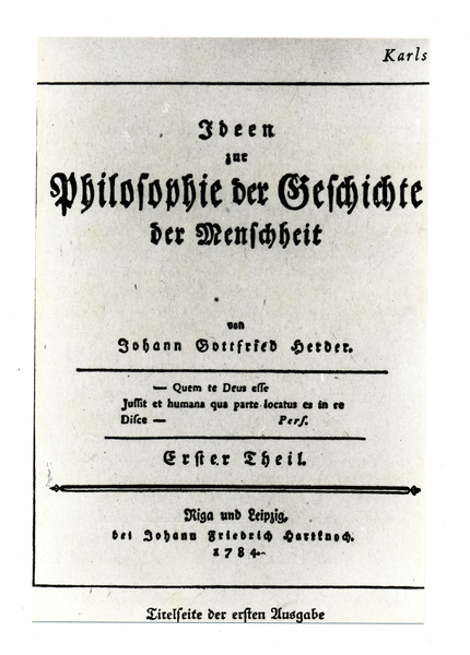 Ganz Ostpreußen, Johann Gottfried Herder, "Ideen zur Philosophie der Geschichte der Menschheit"