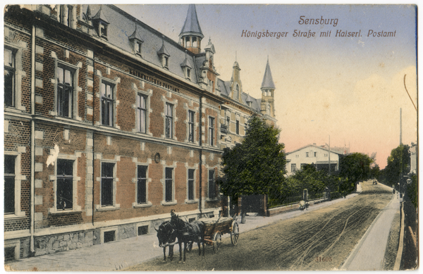 Sensburg, Königsberger Straße mit Postamt