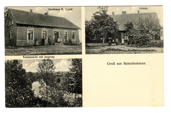 Balschkehmen, Gasthaus, Schule, Ortsansicht