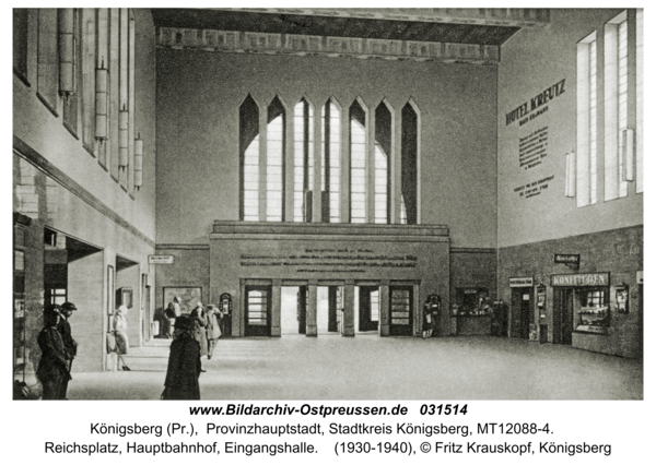 Königsberg (Pr.), Reichsplatz, Hauptbahnhof, Eingangshalle