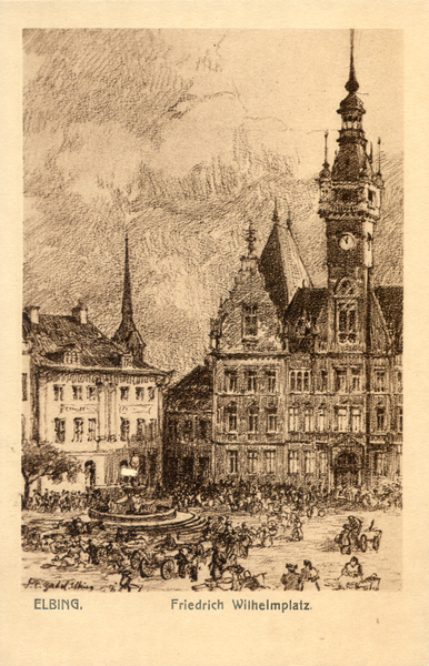 Elbing, Friedrich-Wilhelm-Platz, Künstlerkarte
