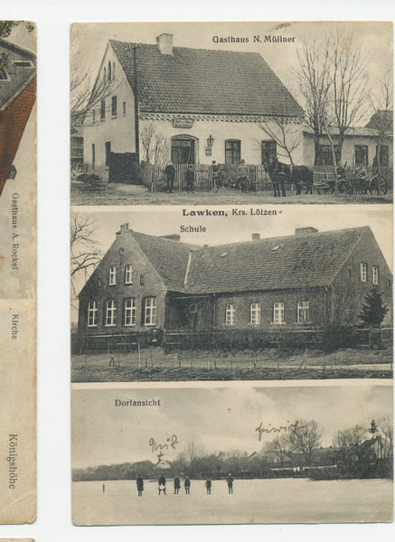 Lawken, Gasthaus, Schule, Dorfansicht