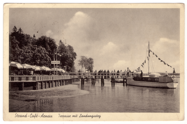 Arnau Kr. Samland, Strand-Cafe mit Terrasse und Landungssteg