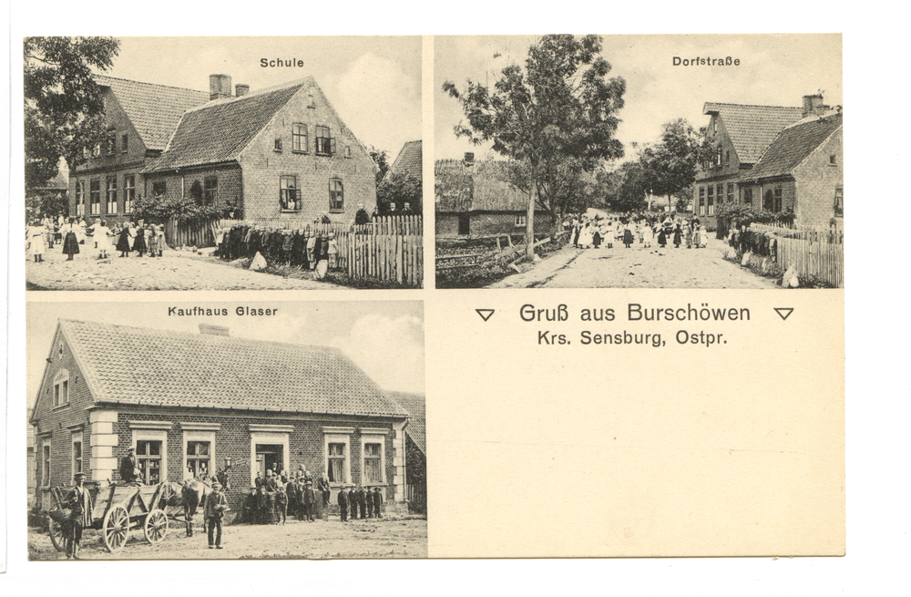 Burschöwen, Schule, Dorfstraße, Kaufhaus Glaser