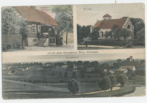 Gonsken, Gasthaus, Kirche, Totalansicht