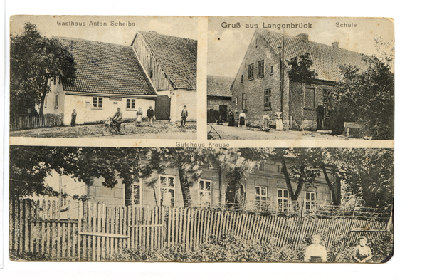 Langenbrück, Gasthaus Anton Scheiba, Schule, Gutshaus Krause