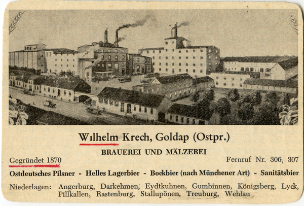 Goldap, Brauerei und Mälzerei Wilhelm Krech