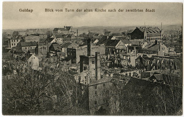 Goldap, Blick vom Turm der alten Kirche nach der zerstörten Stadt