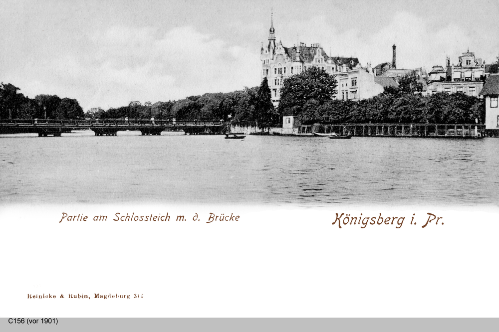 Königsberg, Schloßteich mit Brücke