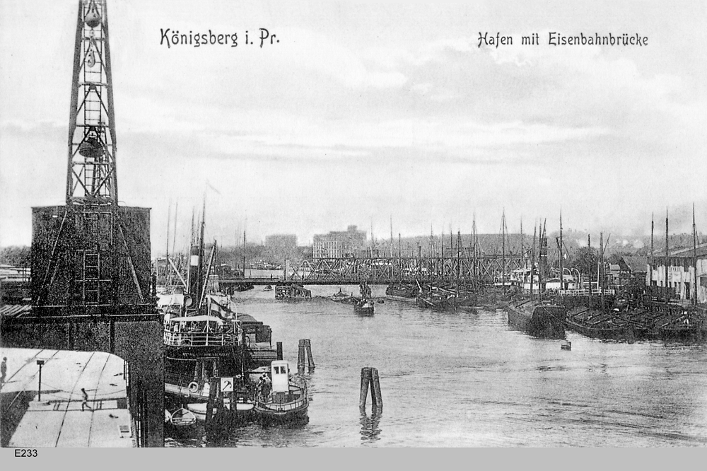 Königsberg, Hafen mit Eisenbahnbrücke