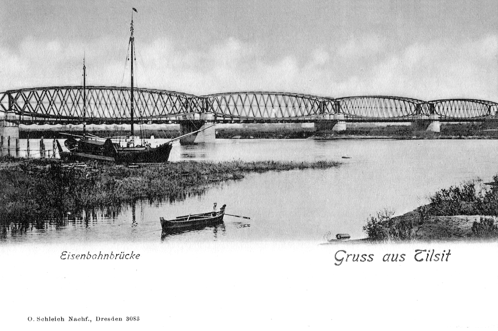Tilsit, Städtischer Hafen und Eisenbahnbrücke