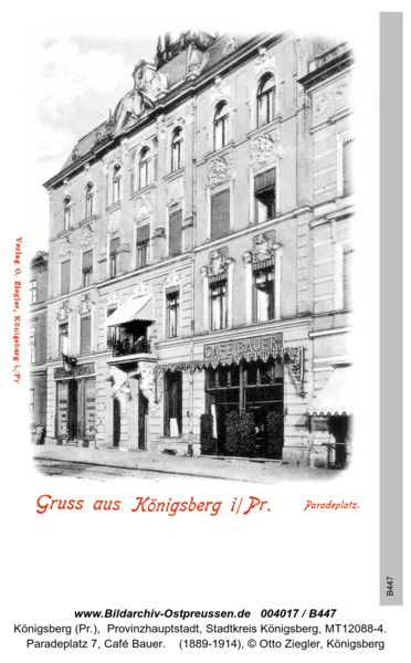 Königsberg, Paradeplatz 7, Café Bauer