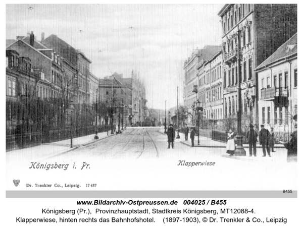 Königsberg, Klapperwiese, hinten rechts das Bahnhofshotel