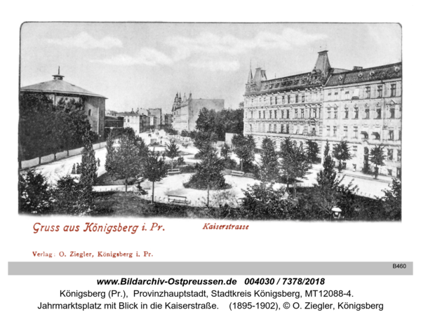 Königsberg, Jahrmarktsplatz mit Blick in die Kaiserstraße