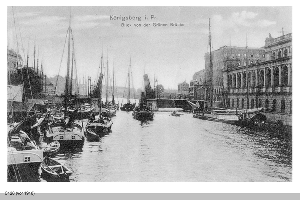 Königsberg, Börse und Pregel von der Grünen Brücke