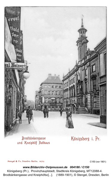 Königsberg (Pr.), Brodbänkengasse und Kneiphöfsches Rathaus